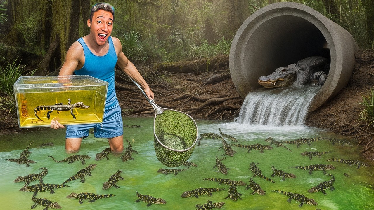 ENCONTREI NINHO de JACARÉS FILHOTES ESCONDIDO no LAGO
