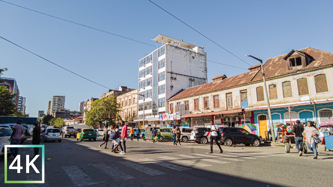 WALKING IN THE CITY OF MAPUTO IN THE LAST MONTH OF THE YEAR, MARKET DOWN 4K