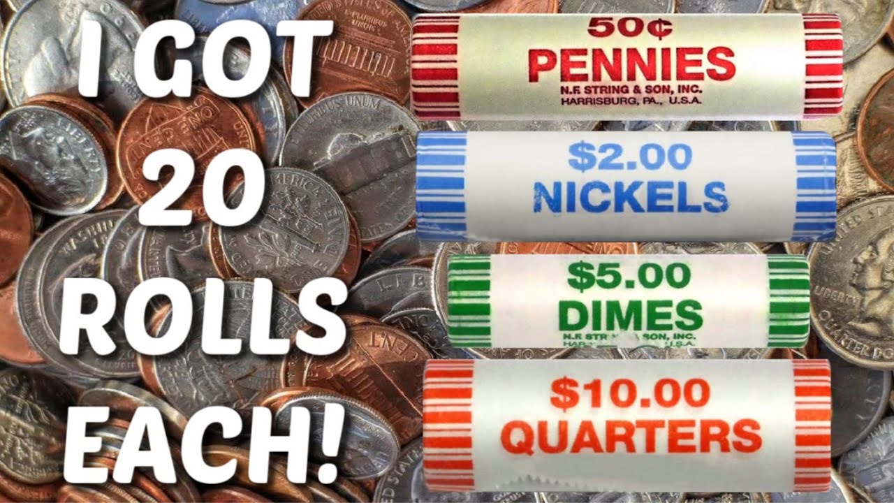 COIN ROLL HUNTING 20 ROLLS OF PENNIES, NICKELS, DIMES, AND QUARTERS: LET'S SEE WHAT WE CAN FIND!
