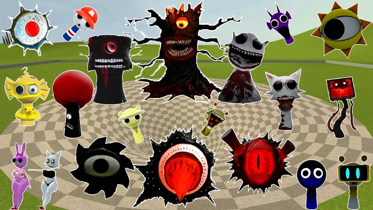DESTROY SPRUNKI MR SUN MOON TREE FUN COMPUTER ALL PHASE SPARTAN KICKING in BIG FUNNEL GMod