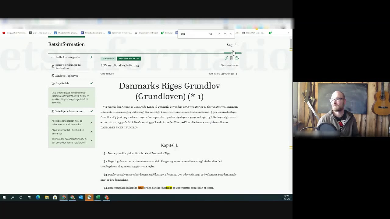 S&oslash;g efter menneskerettigheder i grundloven.