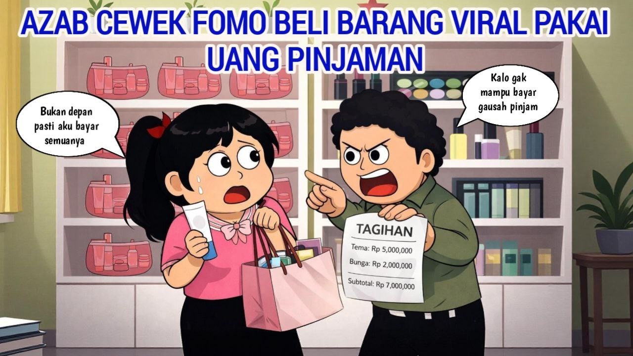 AZAB CEWEK FOMO BELI BARANG VIRAL PAKAI UANG PINJAMAN | ANIMASI AZAB