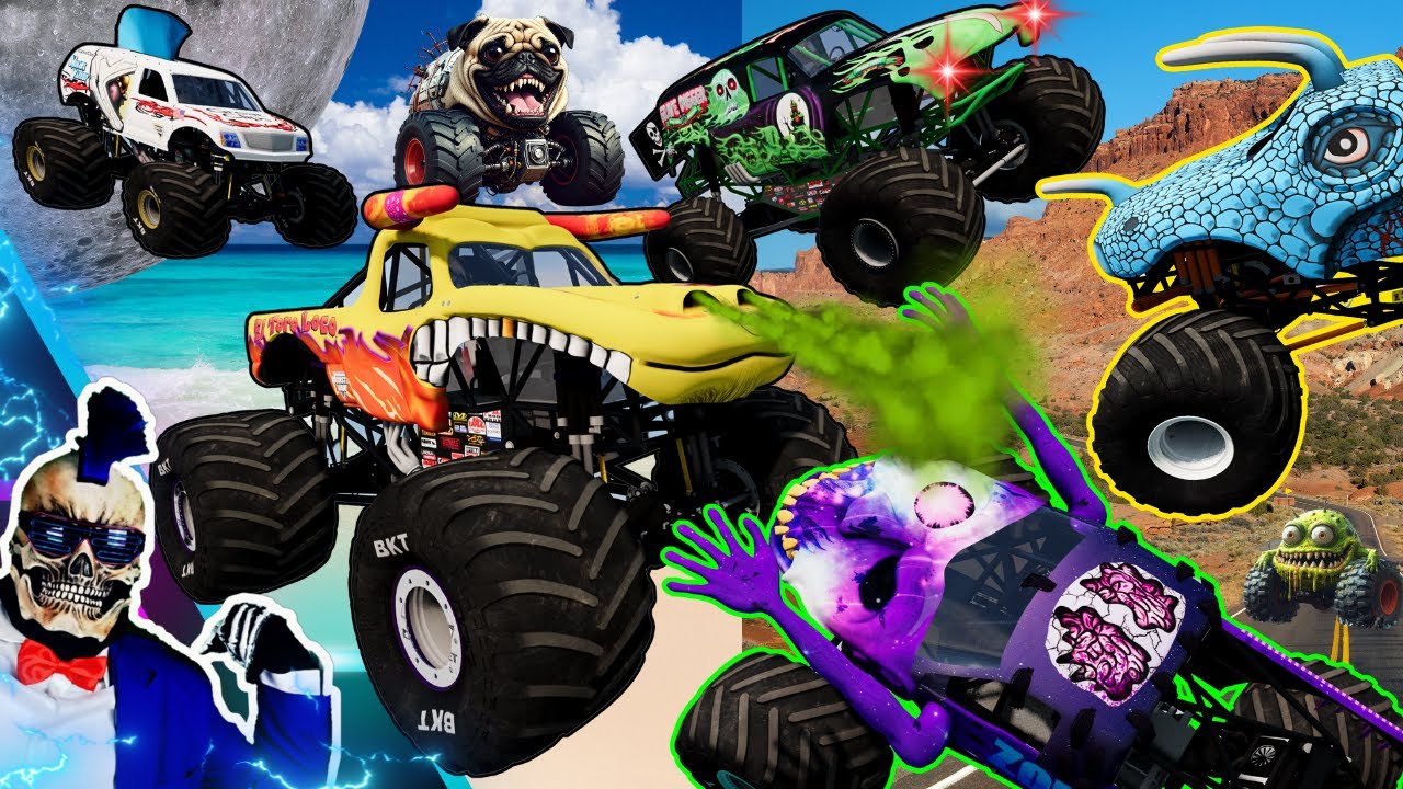 Monster Jam БЕЗУМНЫЕ гонки, фристайл и скоростные прыжки #102 | BeamNG Drive | Grave Digger
