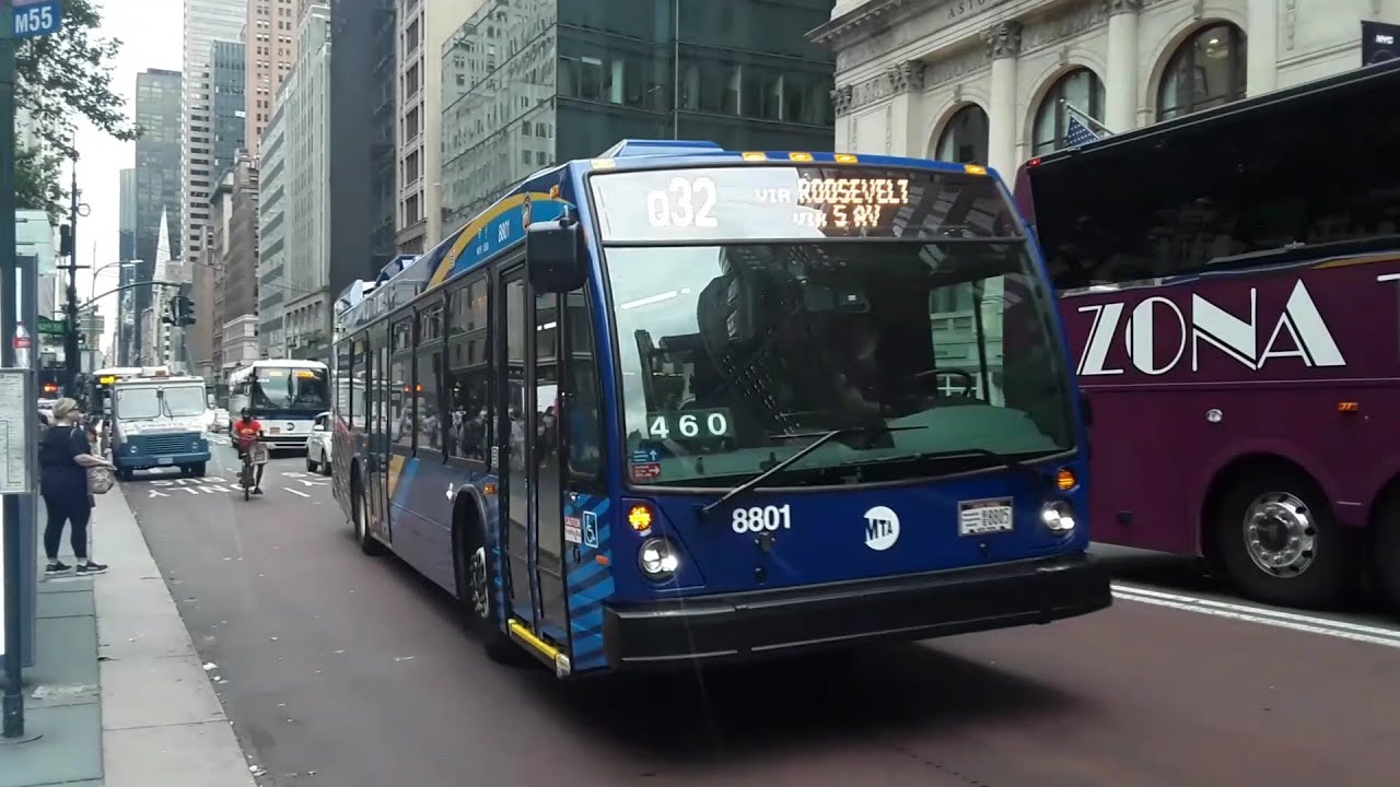 MTA NYC Bus: Friday Late-July Bryant Park Bus Action [M1, M2, M3, M4, M5, M42, M55, Q32, Express]