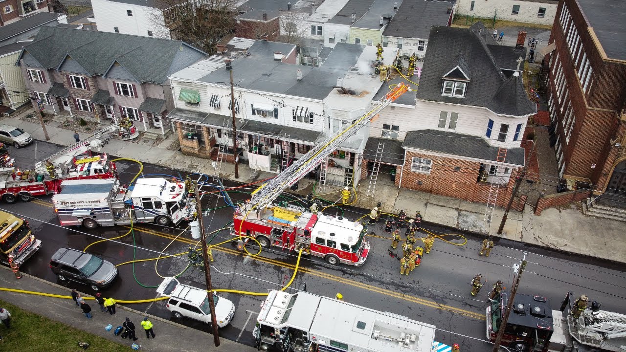 Mahanoy City firefighters battle rowhome fire - March 17, 2020