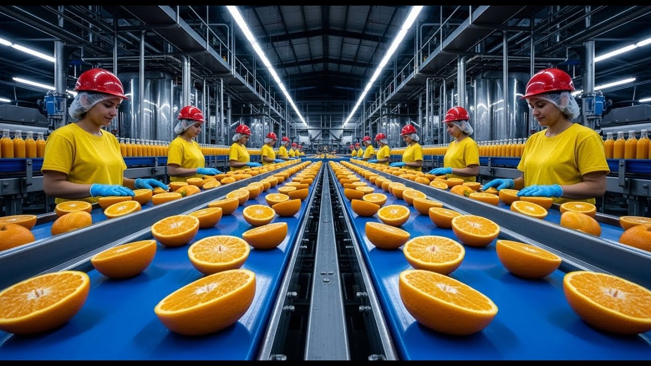 How Millions Of Tangerines Become Bottled Orange Juice In A Modern Factory: Full Process
