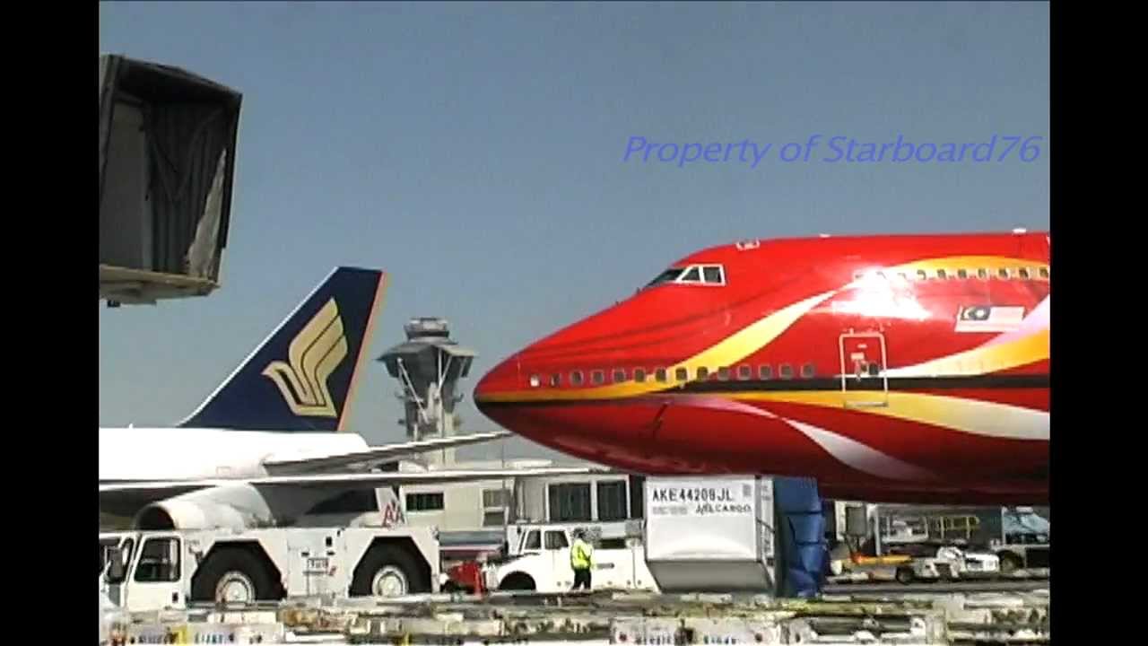 Malaysia Airlines Boeing 747-4H6 9M-MPD in Hibiscus livery arrives at LAX