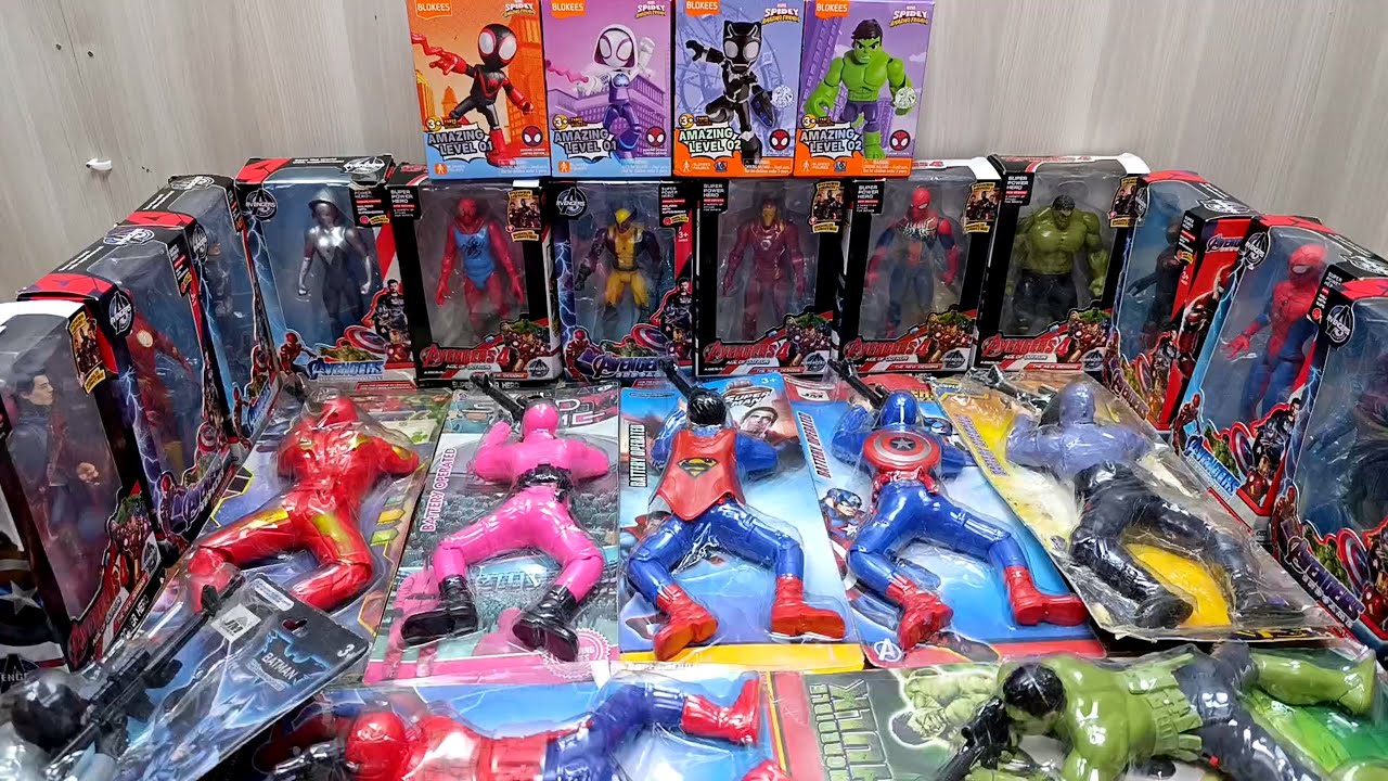 unboxing superhero superman batman thanos ironman captain america spiderman toys assemble video