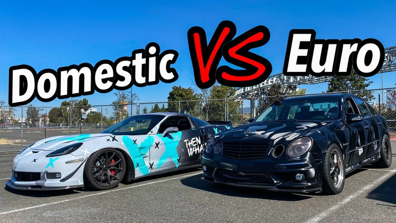 Весёлые заезды! Benz E55 AMG с наддувом против Corvette C6 с наддувом | Бонусная гонка: AMG Twin ...