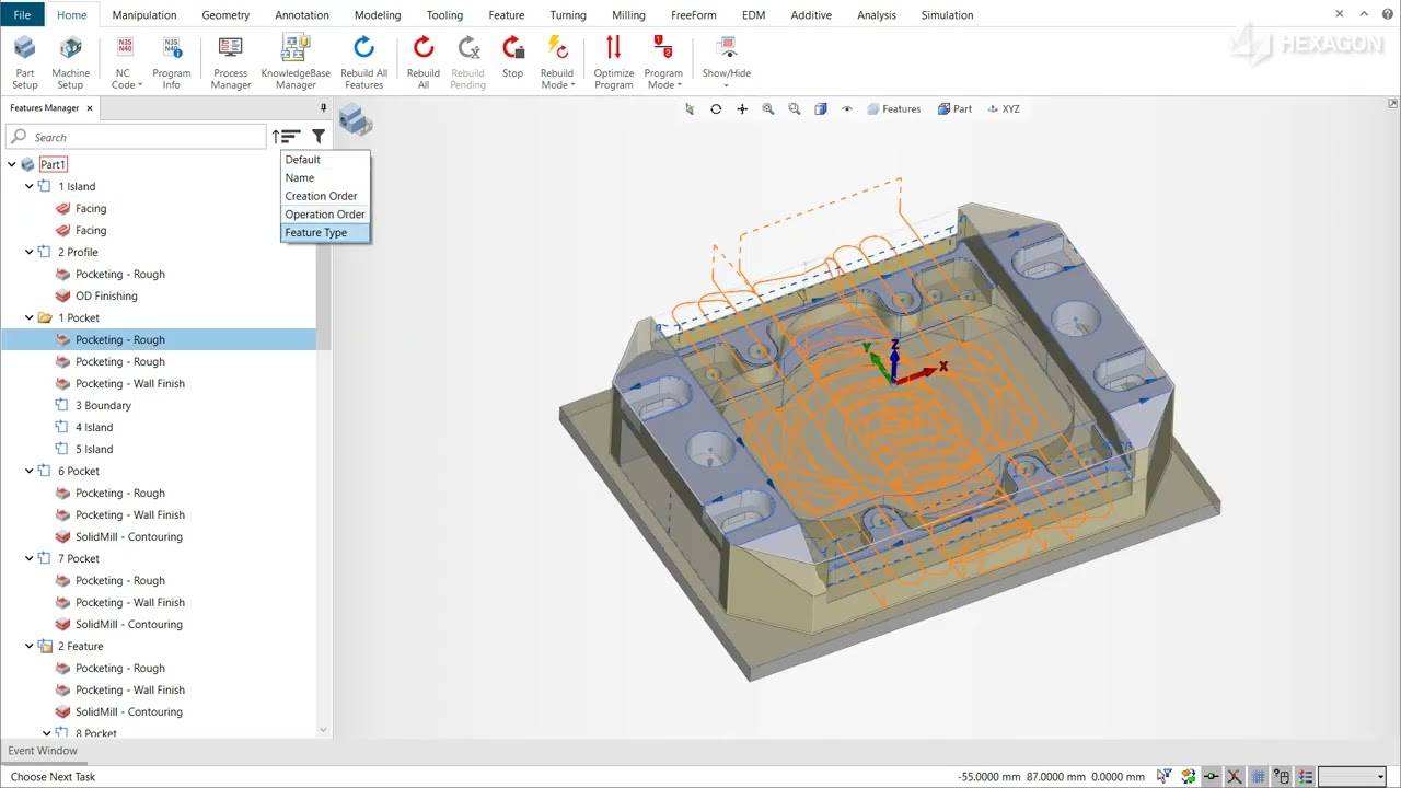 Nuevo Administrador de Características de ESPRIT