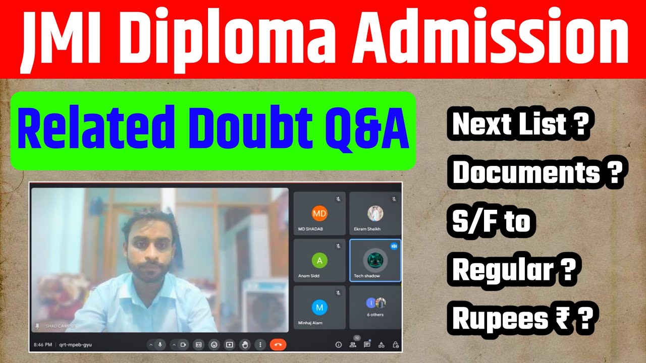 JMI Diploma Engineering Admission Related Doubts