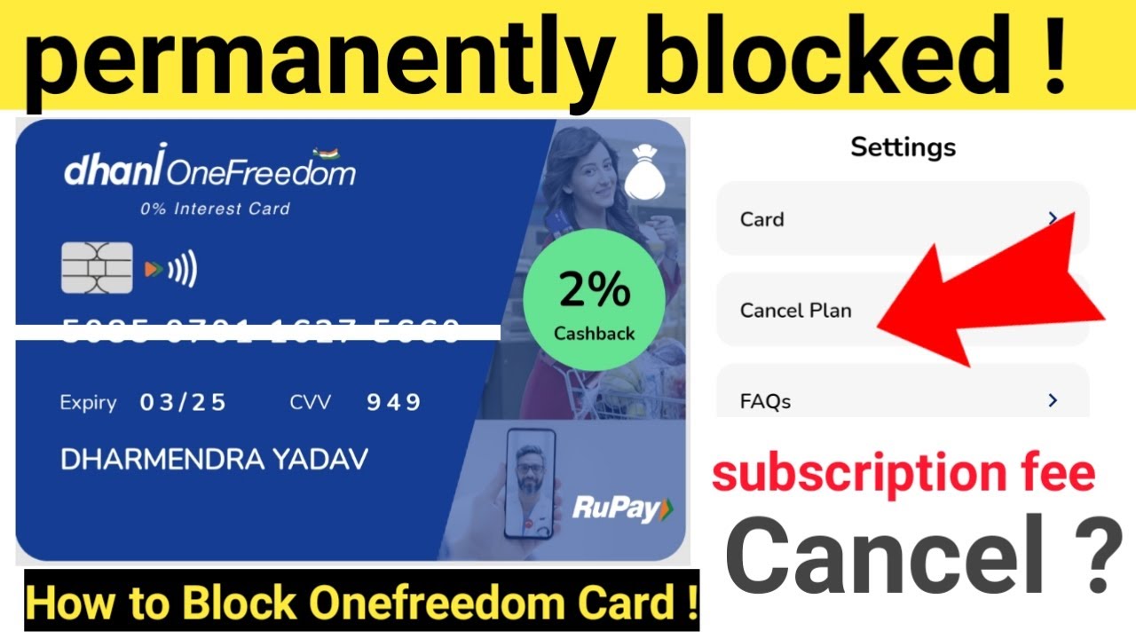 dhani onefreedom Card permanently blocked | How to cancel subscription fee Dhani onefreedom Card |
