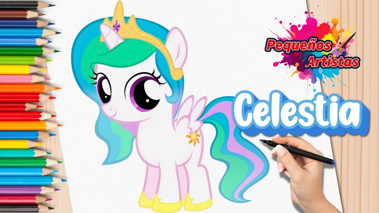 Como Dibujar a la Princesa Celestia 👑 My Little Pony ✨ Tutorial Fácil Paso a Paso para Niños