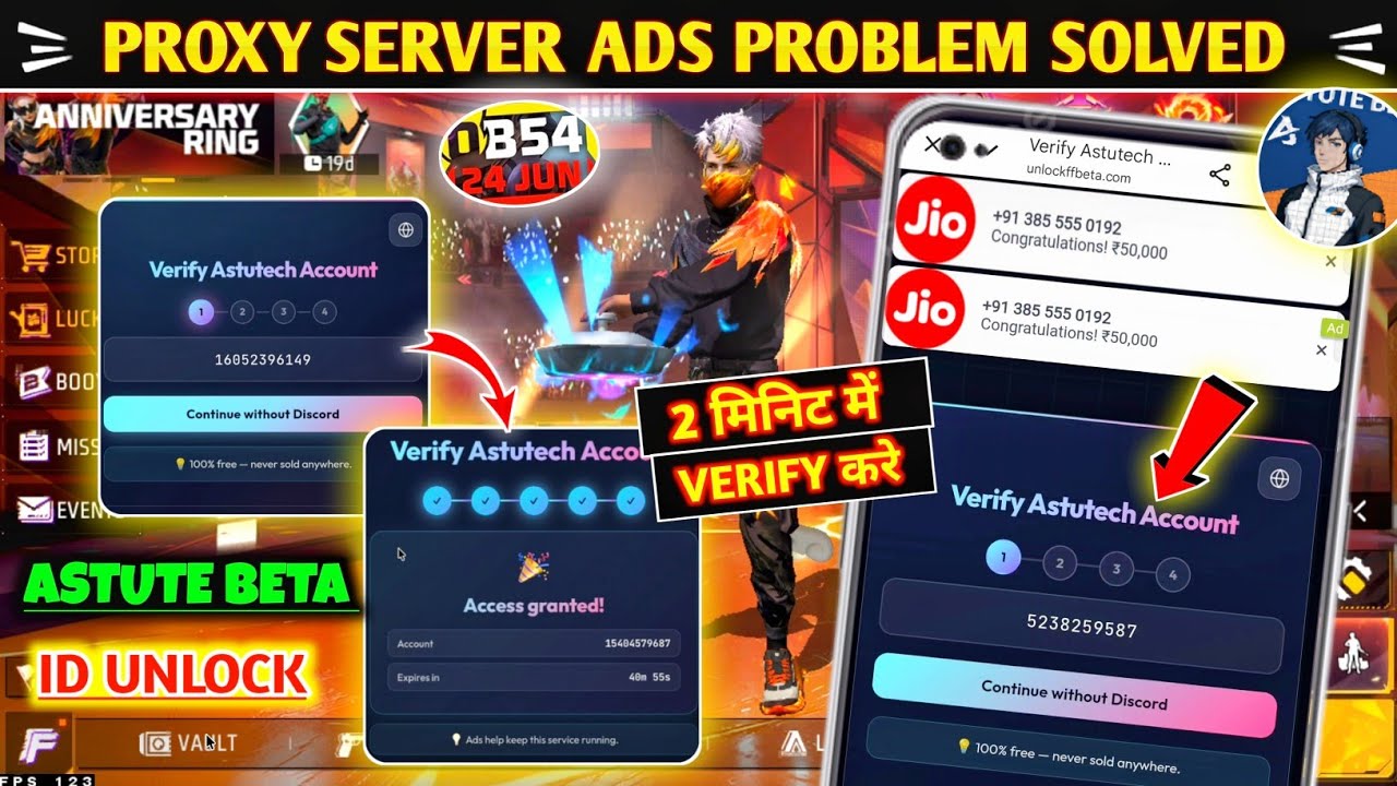 Unlock FF Beta Proxy Server Account Verification | Easy Beta Server Unlock | Proxy Server Account...