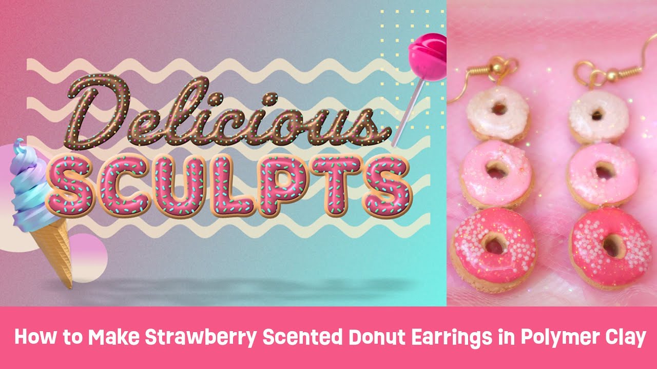 How to Make Strawberry Scented Donut Earrings in Polymer Clay