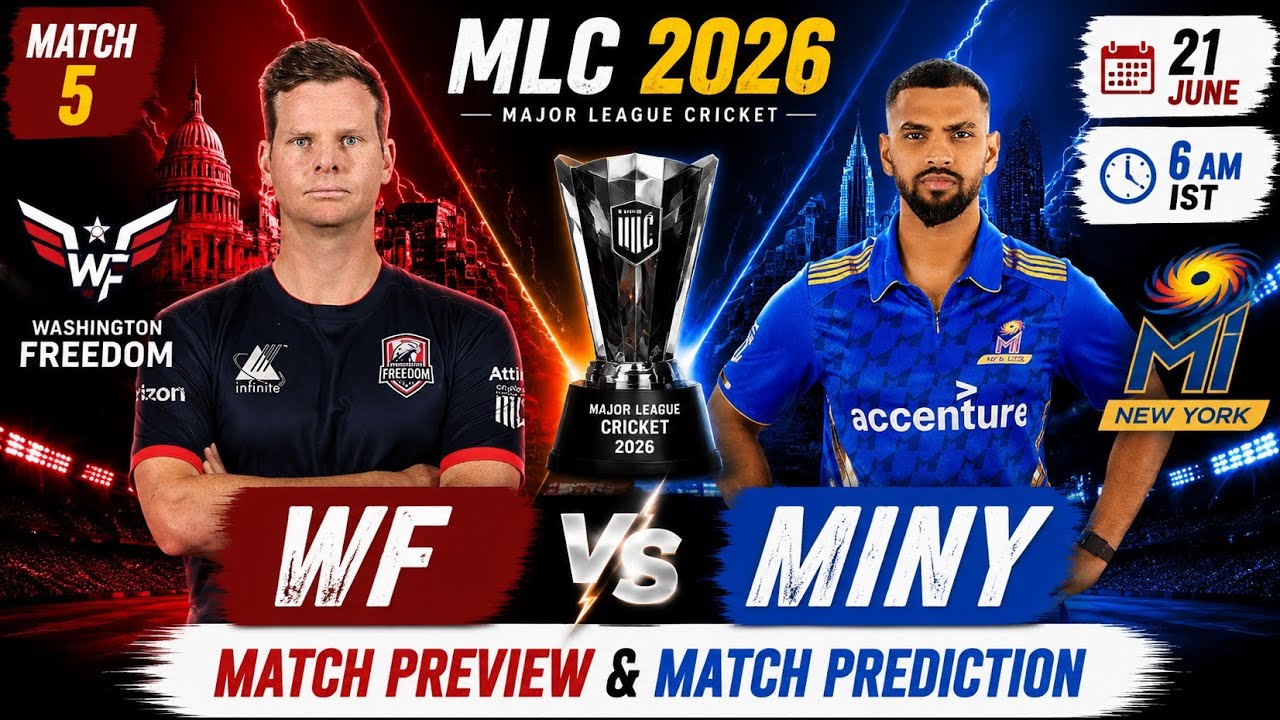 MLC 2026 5th Match Prediction Washington Freedom vs MI New York