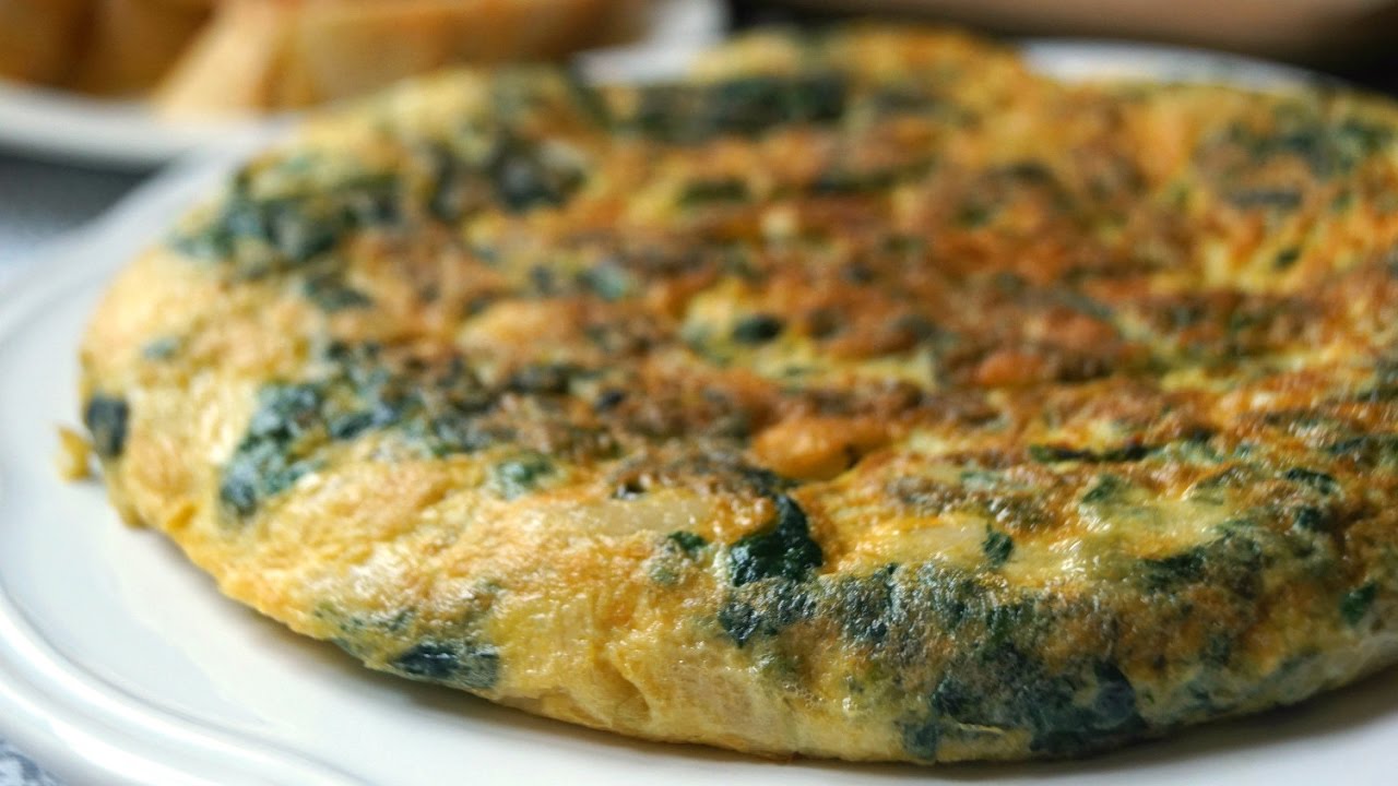 Tortilla de espinacas y alubias (muy jugosa)