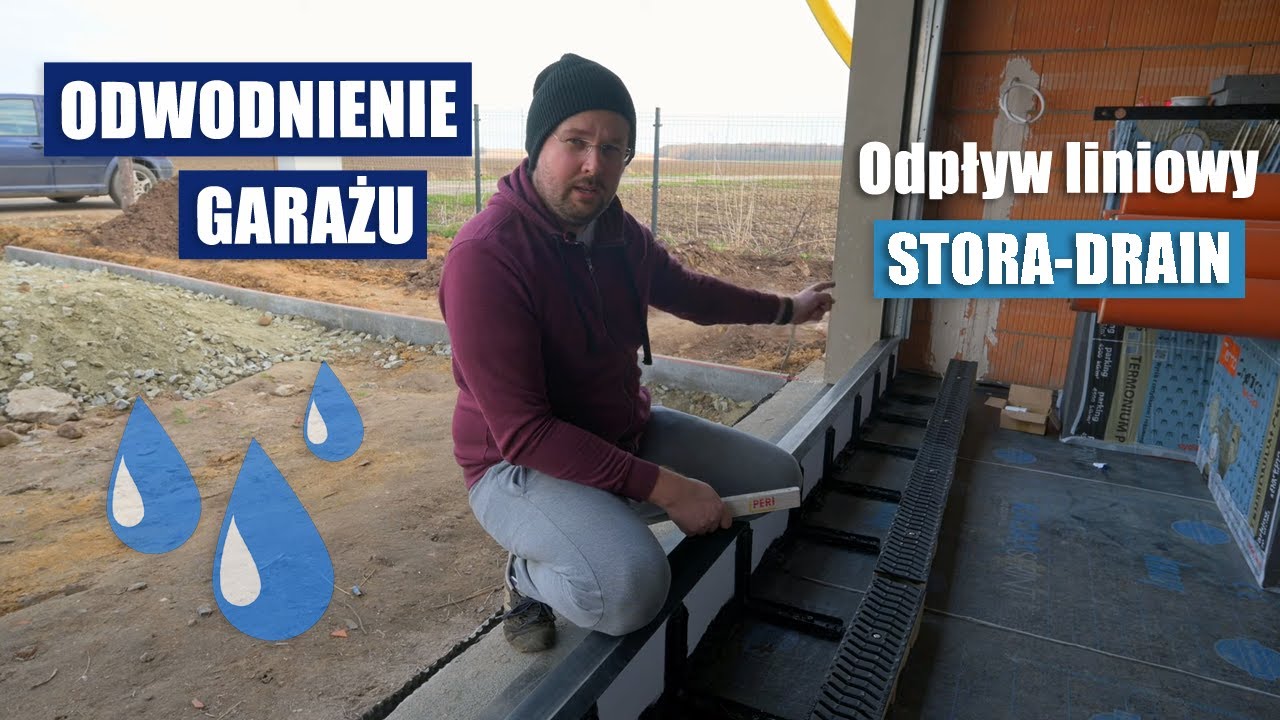 ODWODNIENIE LINIOWE W GARAŻU - Montujemy odpływ liniowy Stora-Drain  #Domatorzy #RobimySami
