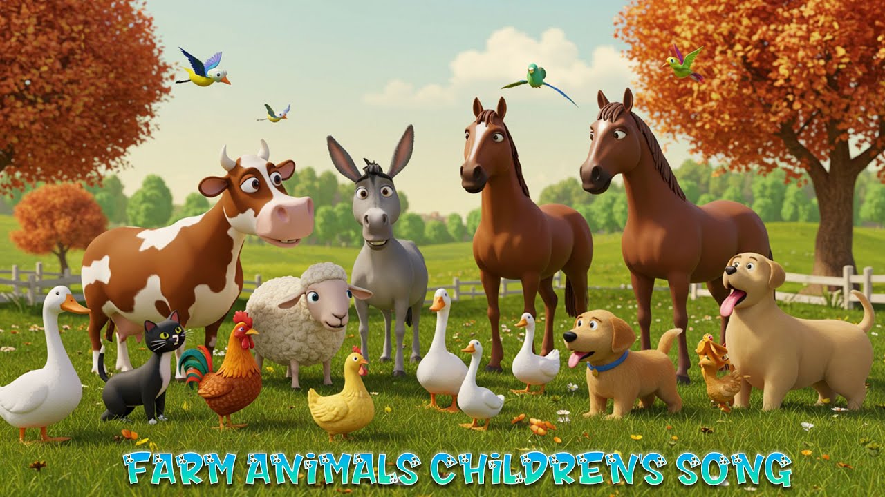 Farm animals for kids | The Animals On The Farm, Animals and Farm Song for Kids, kids nursery rhymes