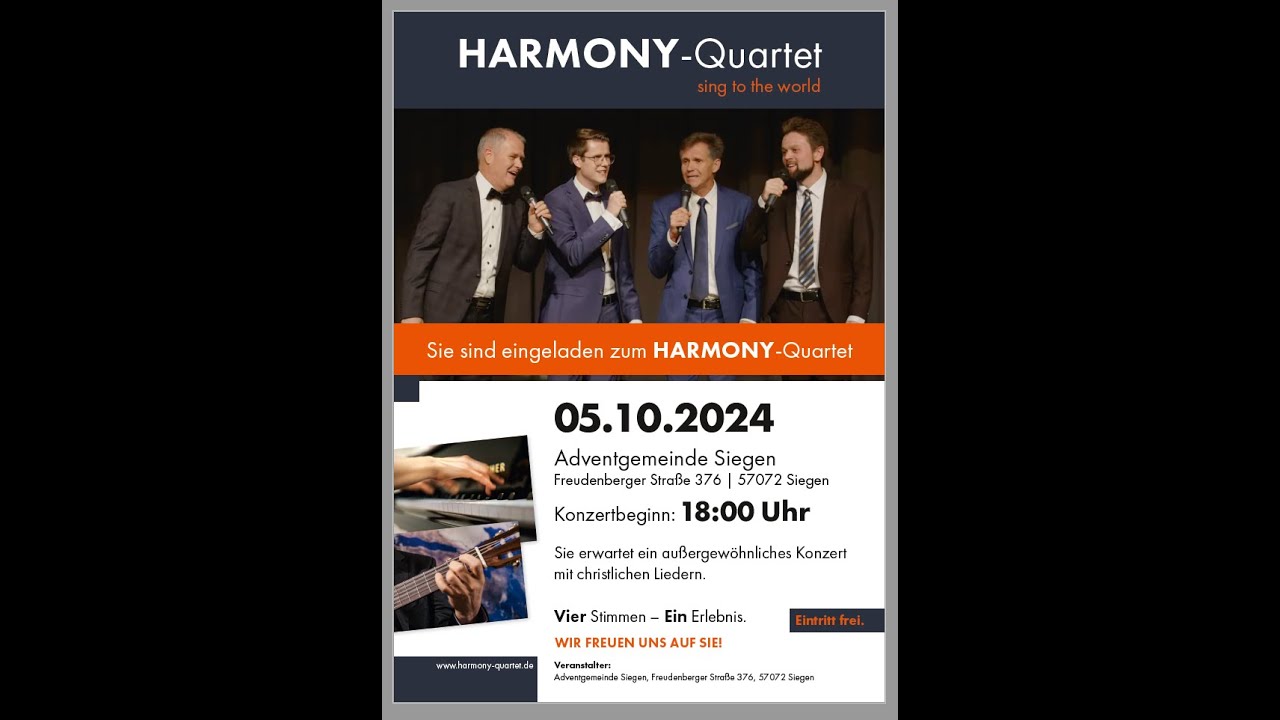 Livestream HARMONY-Quartet der Adventgemeinde Siegen - 05.10.2024 - 18:00 Uhr