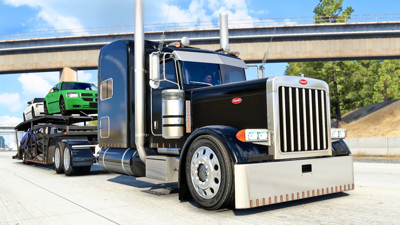 Peterbilt 389 Transporting New Cars - American Truck Simulator | Thrustmaster Wheel & Shifter