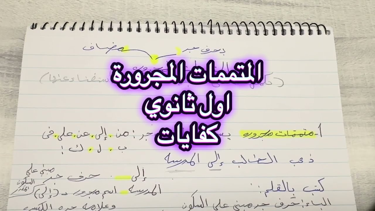 كفايات: المتممات المجرورة ، اول ثانوي، بارت 1