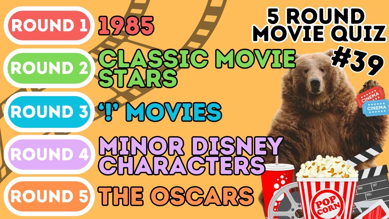 The 5 Round Movie Quiz | 1985, The Oscars, Classic Movie Stars, Disney & '!' Films (39)