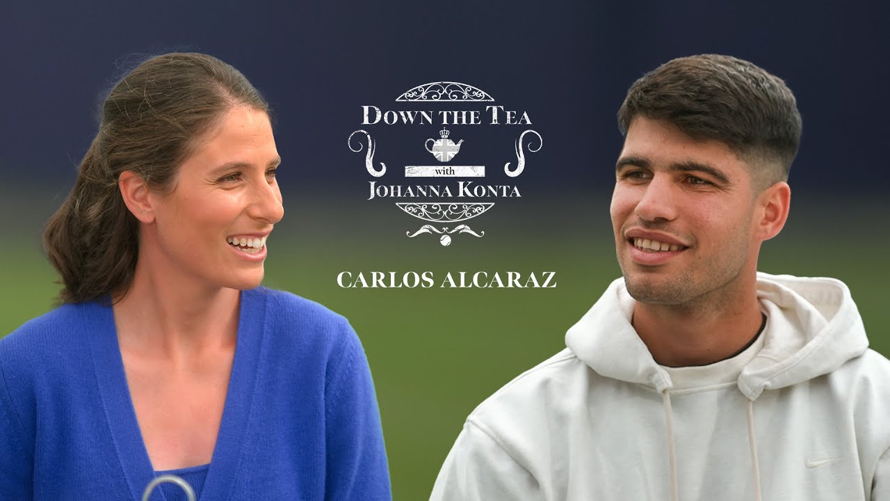Carlos Alcaraz joins Johanna Konta for afternoon tea 🫖