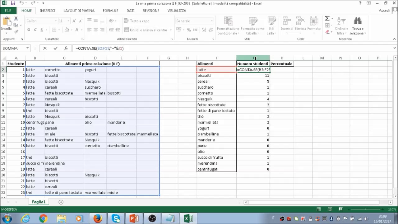 Funzioni base Excel