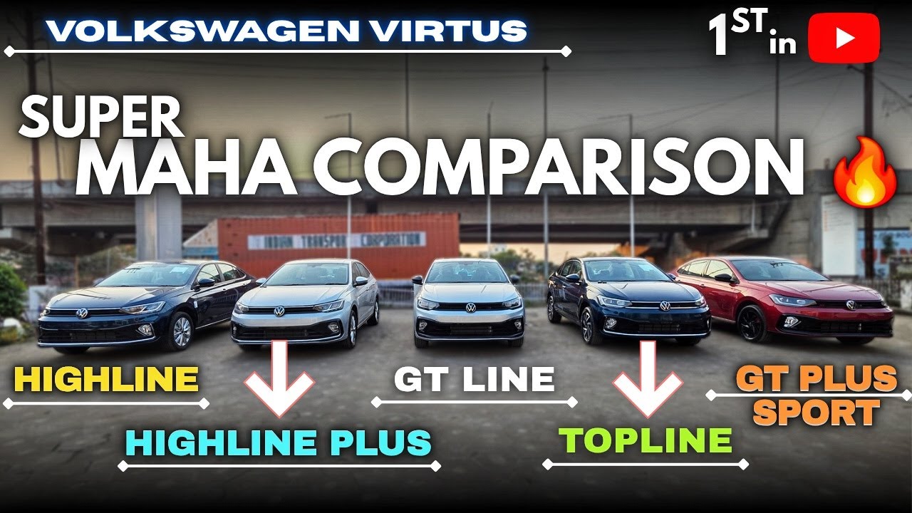 2026 Super Maha Comparison 🔥|Volkswagen Virtus Highline Vs Highline Plus Vs GT Line Vs Topline Vs GT