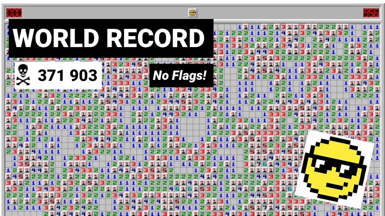 Breaking The Hardest Minesweeper WORLD RECORD Without Flags (371,903 Difficulty)