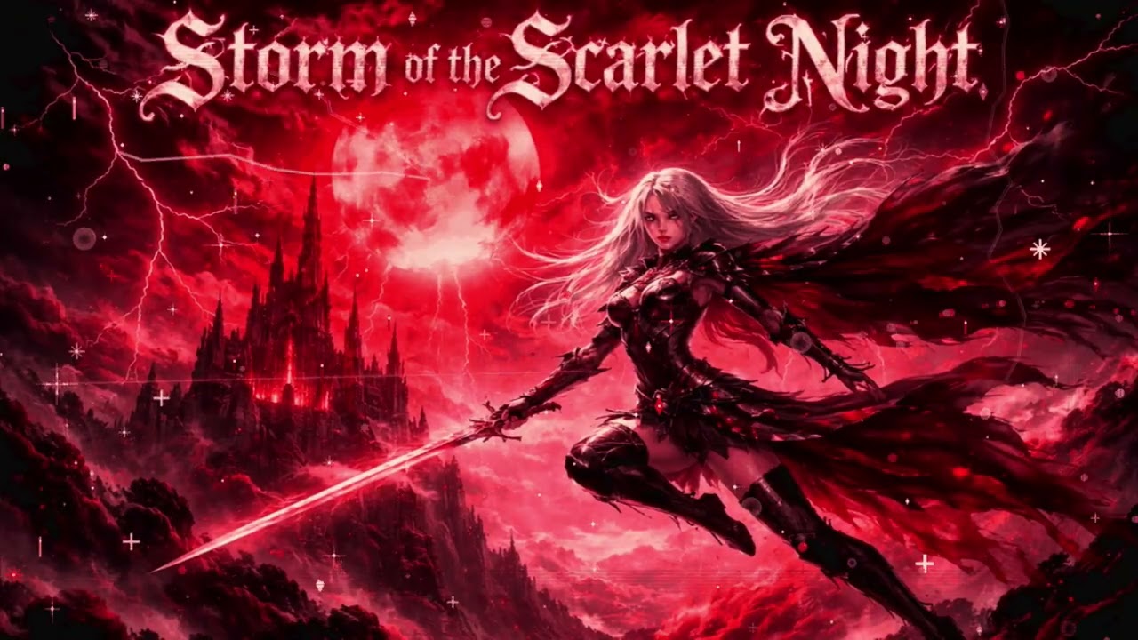 Storm of the Scarlet Night｜｜Anime Song｜Epic Music｜AI Music Video｜Japanese Rock｜Symphonic Metal｜
