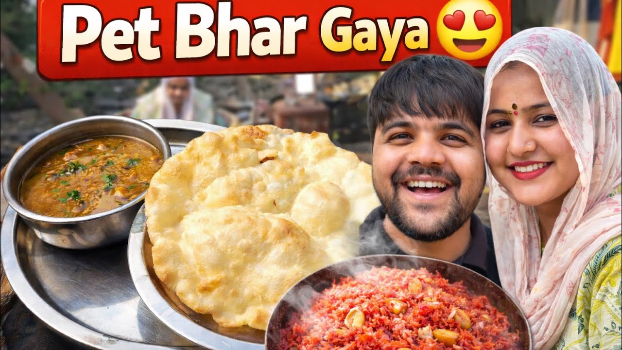 Pet Bhar Gaya 😍 | Desi Chole Bhature & Gajar Ka Halwa | Village Food Vlog