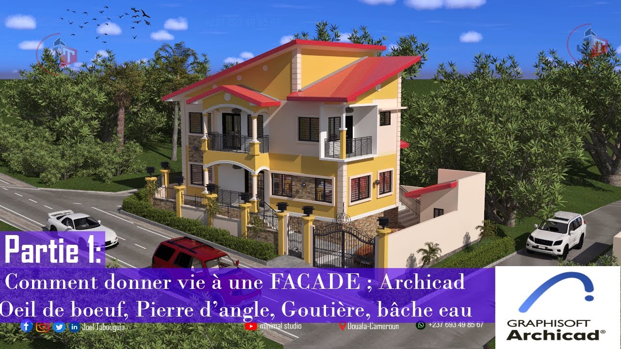 Partie 1: Comment Donner vie a une FACADE sur Archicad ; Œil de bœuf, Pierre d'angle, Gouttière...