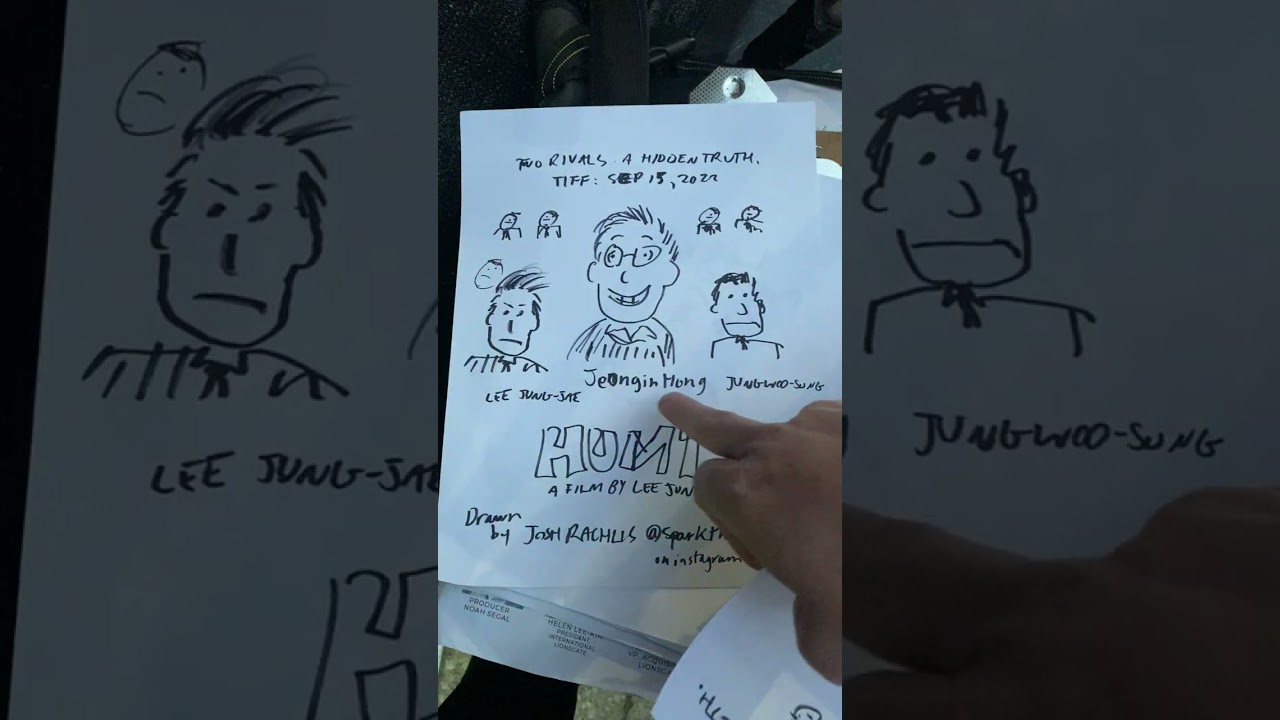 Cartoons I drew for Hunt movie red carpet 