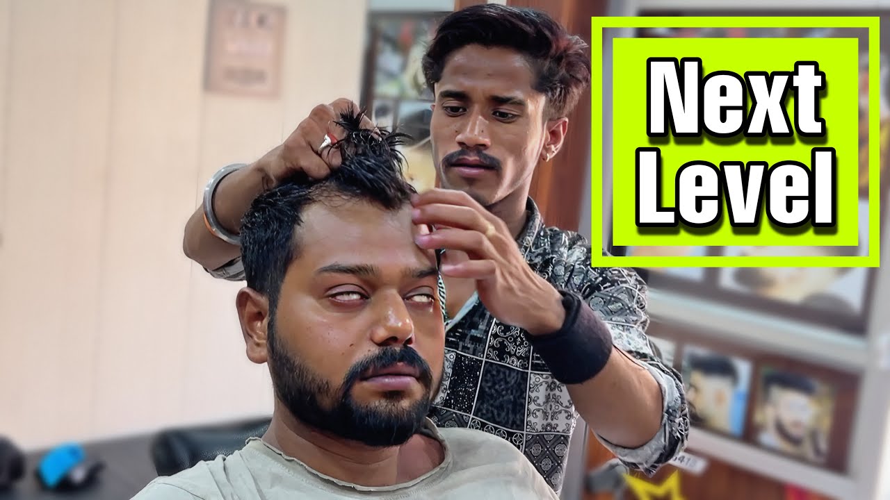 Head Massage with all body parts massage & tapping hair pulling by New Barber - ASMR Indian barber