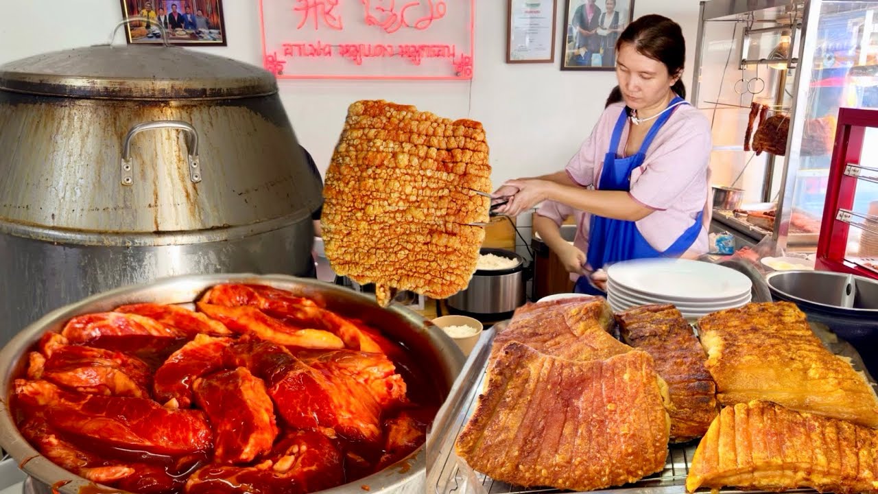 Non Stop Orders! Master Chef Making Crispy Pork Belly & Red Roast Pork | Thai Street Food