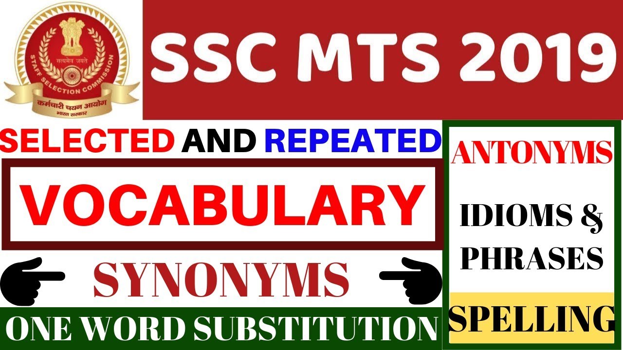 SSC MTS ENGLISH VOCABULARY previous EXAM QUESTIONS | SSC MTS 2019 | SSC MTS PREVIOUS YEAR PAPER |BSA