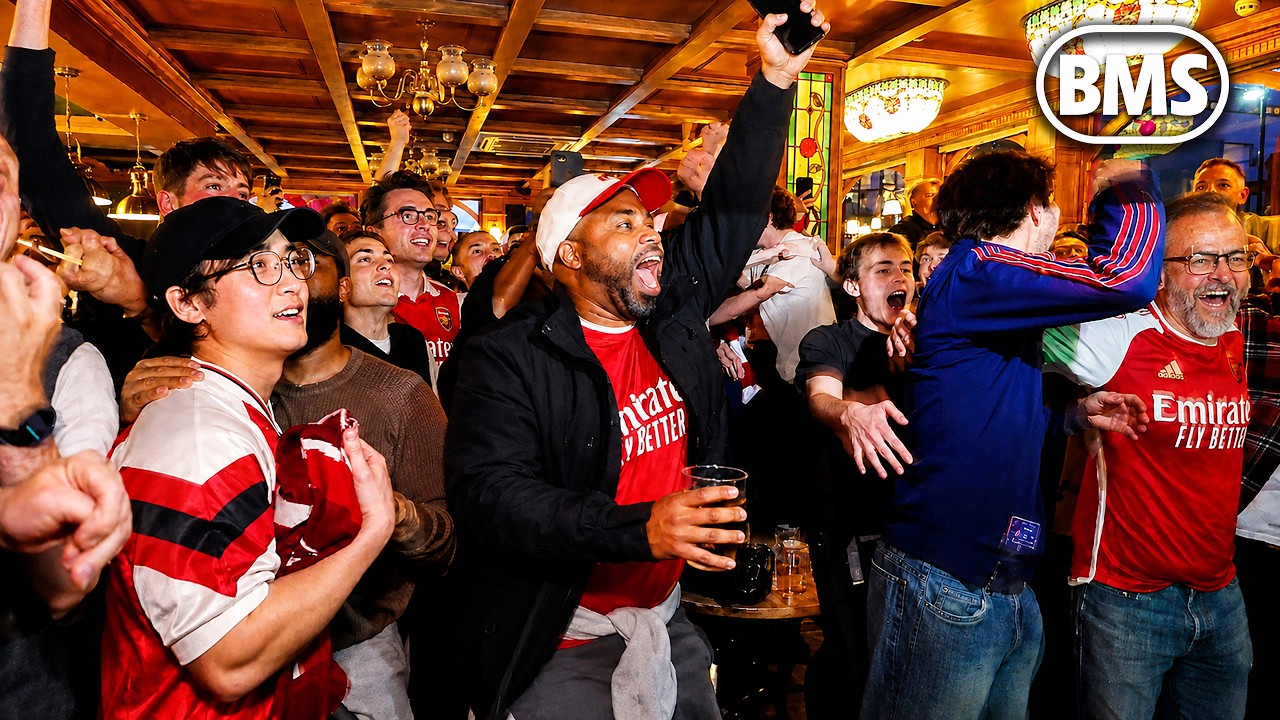 CRAZY SCENES 🙌 Arsenal fans celebrate Premier League title after Man City draw!