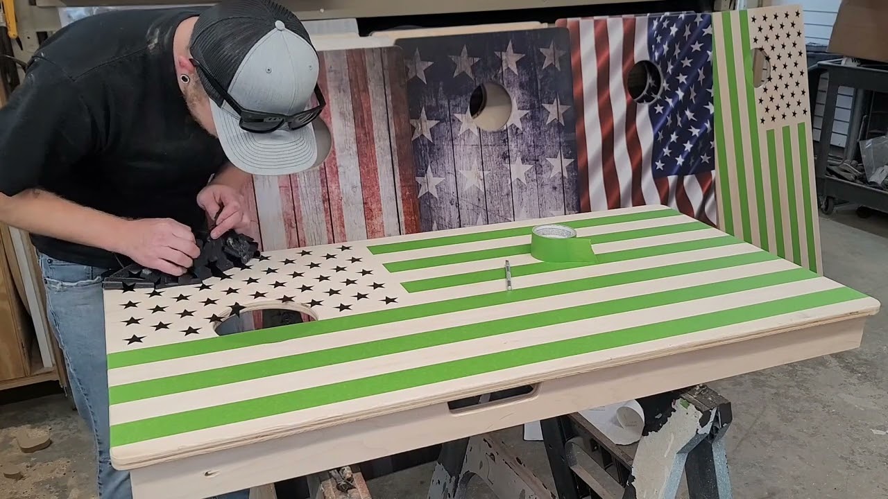 How to paint a Flag Cornhole Board