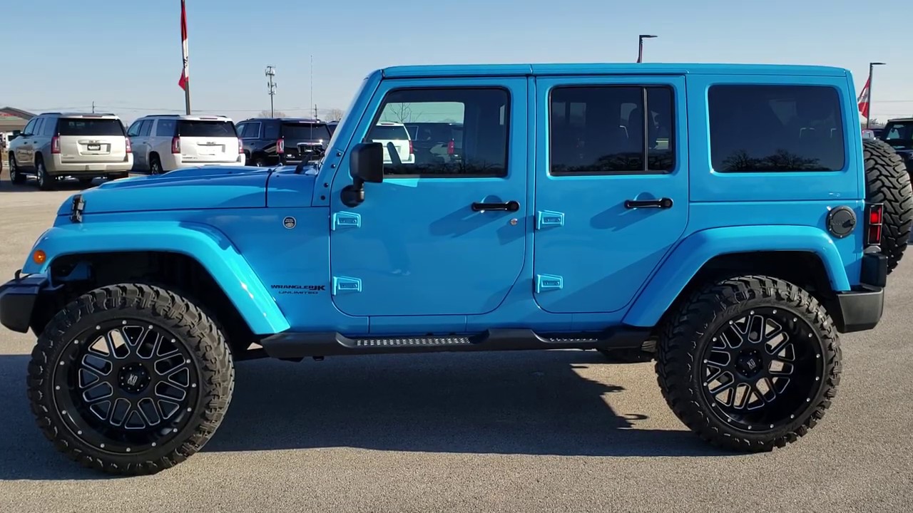 2018 JEEP WRANGLER 4 DOOR UNLIMITED JK ALTITUDE CHIEF BLUE WALK AROUND REVIEW 22 INCH RIMS SOLD!