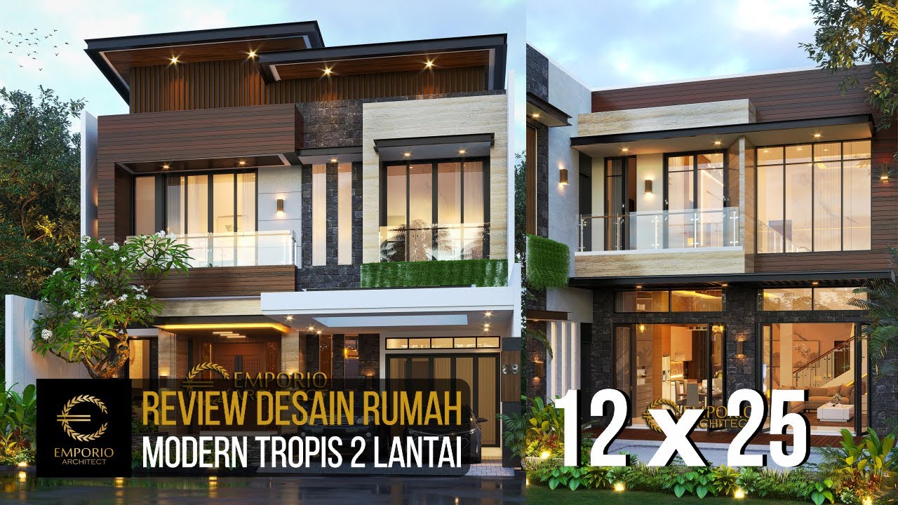 DESAIN RUMAH MEWAH STYLE MODERN TROPIS MILIK BAPAK ALEX DENGAN LEBAR 12M DAN PANJANG 25M