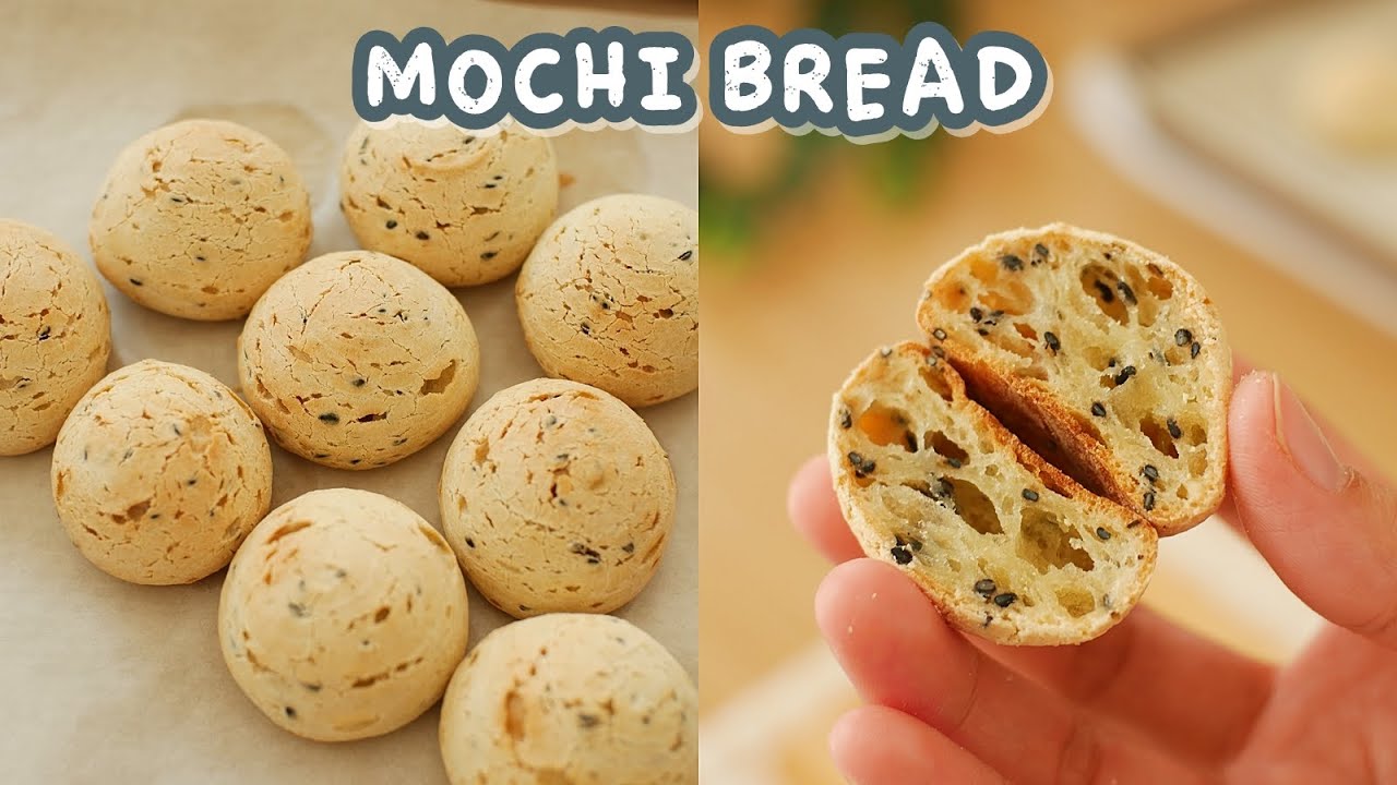 Resep Korean MOCHI BREAD!! Mochi Wijen Korea - Kenyal dan Enak Banget!!