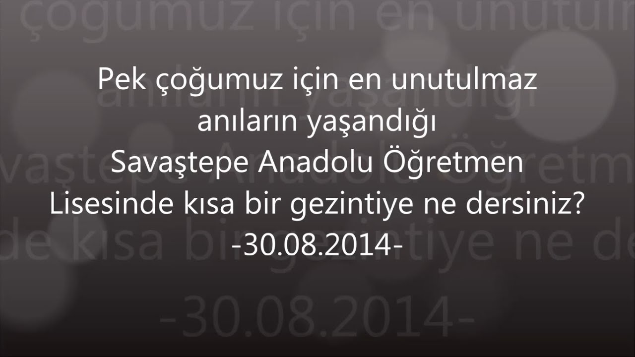 Savaştepe Anadolu Öğretmen Lisesinde zaman yolculuğuna ne dersiniz?
