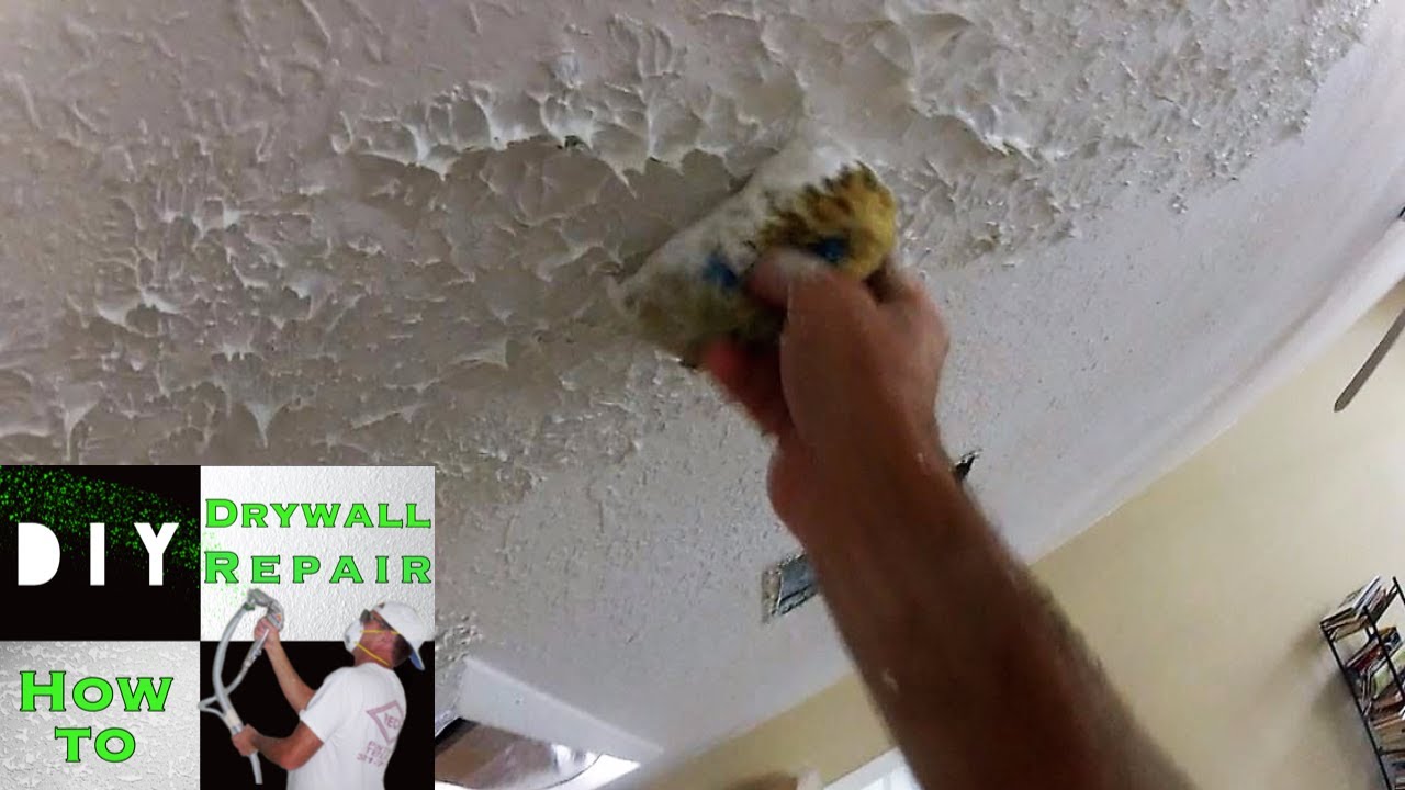 How to use a sponge to match knockdown texture 2  - Tape joint ceiling repair