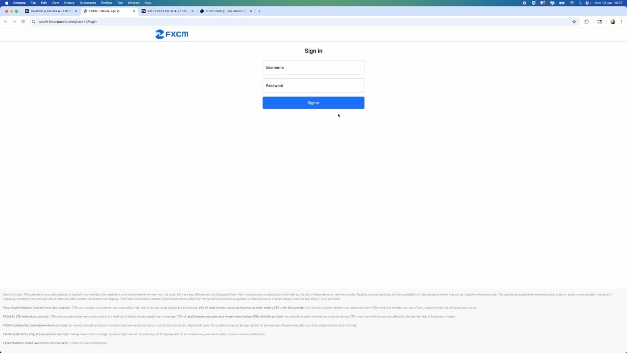 Как подключить счет FXCM к TradingView