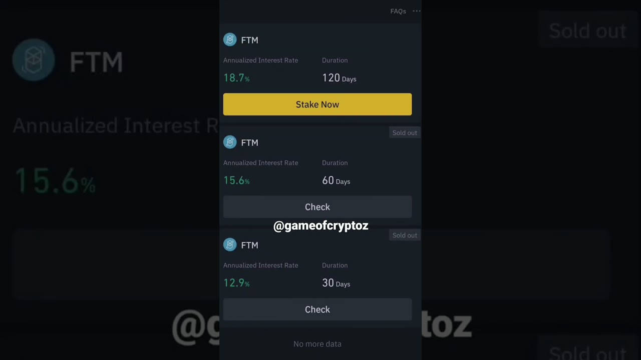#FTM (#Fantom) #staking on #Binance #gameofcryptoz