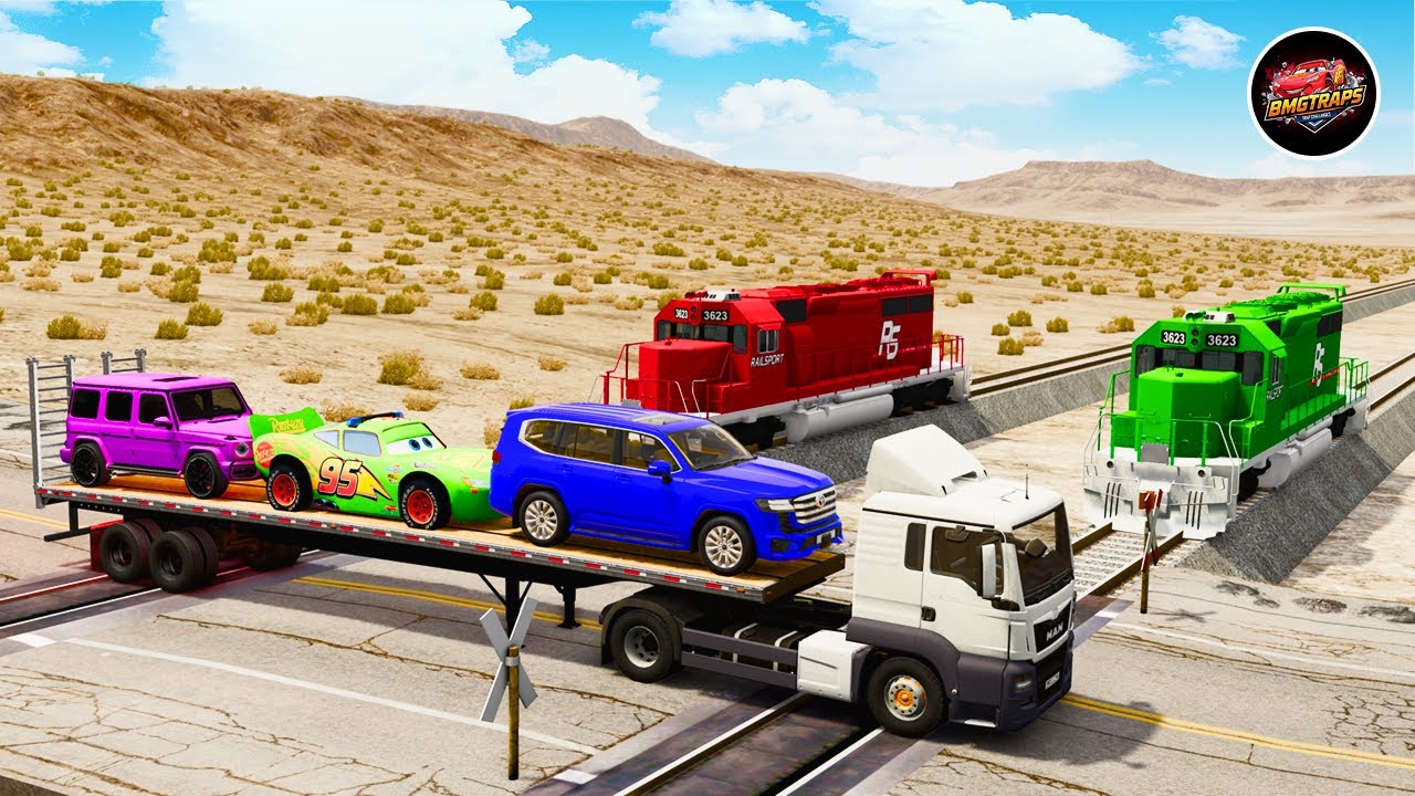 Flatbed Truck Mcqueen | Transportation with Truck - Pothole vs Car #17 - BeamNG.Drive