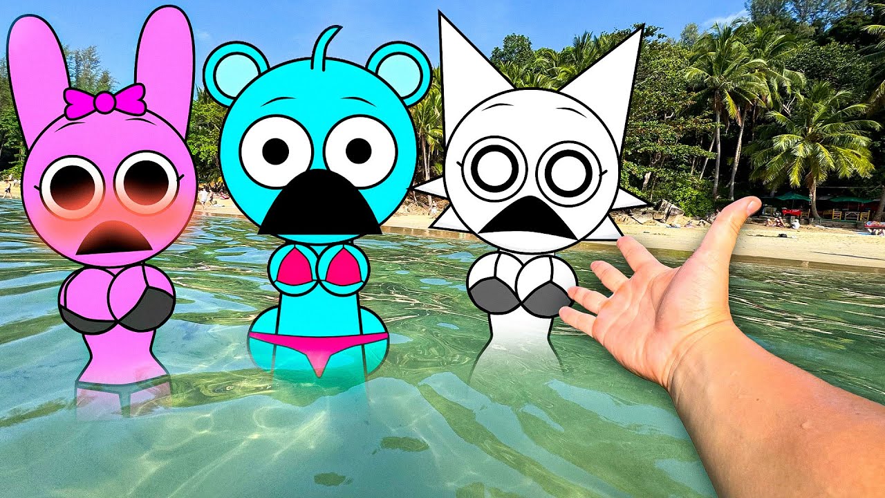Cleaning SKY, WENDA and PINKI From Dirt in the Sea... (Sprunki in Real Life)