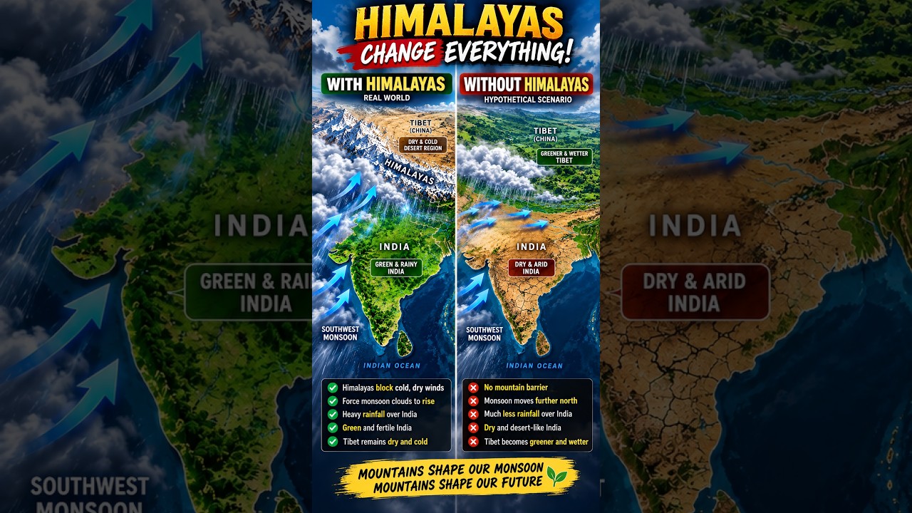 What If the Himalayas Didn&rsquo;t Exist? #himalayas #rainfall #appsc #group1 #elnino  #geography #tspsc